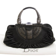 Christian Dior Black Pleated Lambskin Leather Plisse Basket Bag