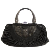 shop safe online secondhand Christian Dior Black Pleated Lambskin Leather Plisse Basket Bag