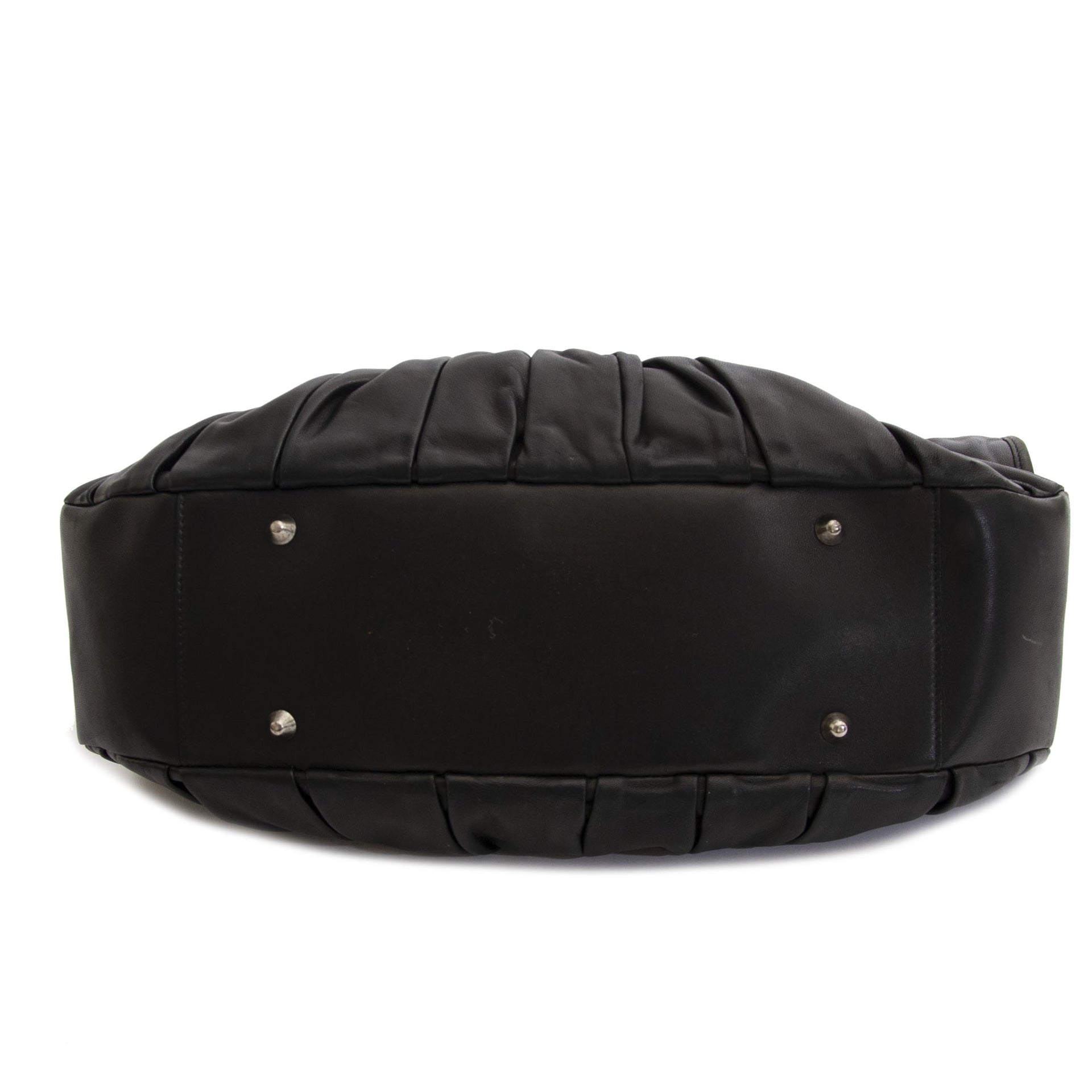 Christian Dior Black Pleated Lambskin Leather Plisse Basket Bag