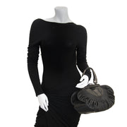 koop jou tweedehands tegen de beste prijs Christian Dior Black Pleated Lambskin Leather Plisse Basket Bag
