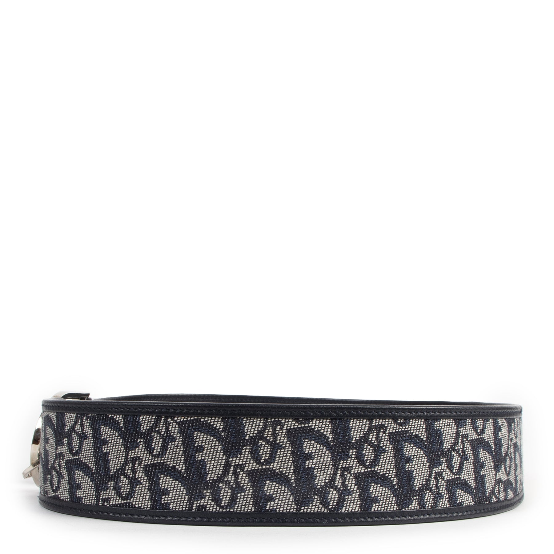 Christian Dior Navy Monogram Canvas D Buckle Leather Belt - Size 90