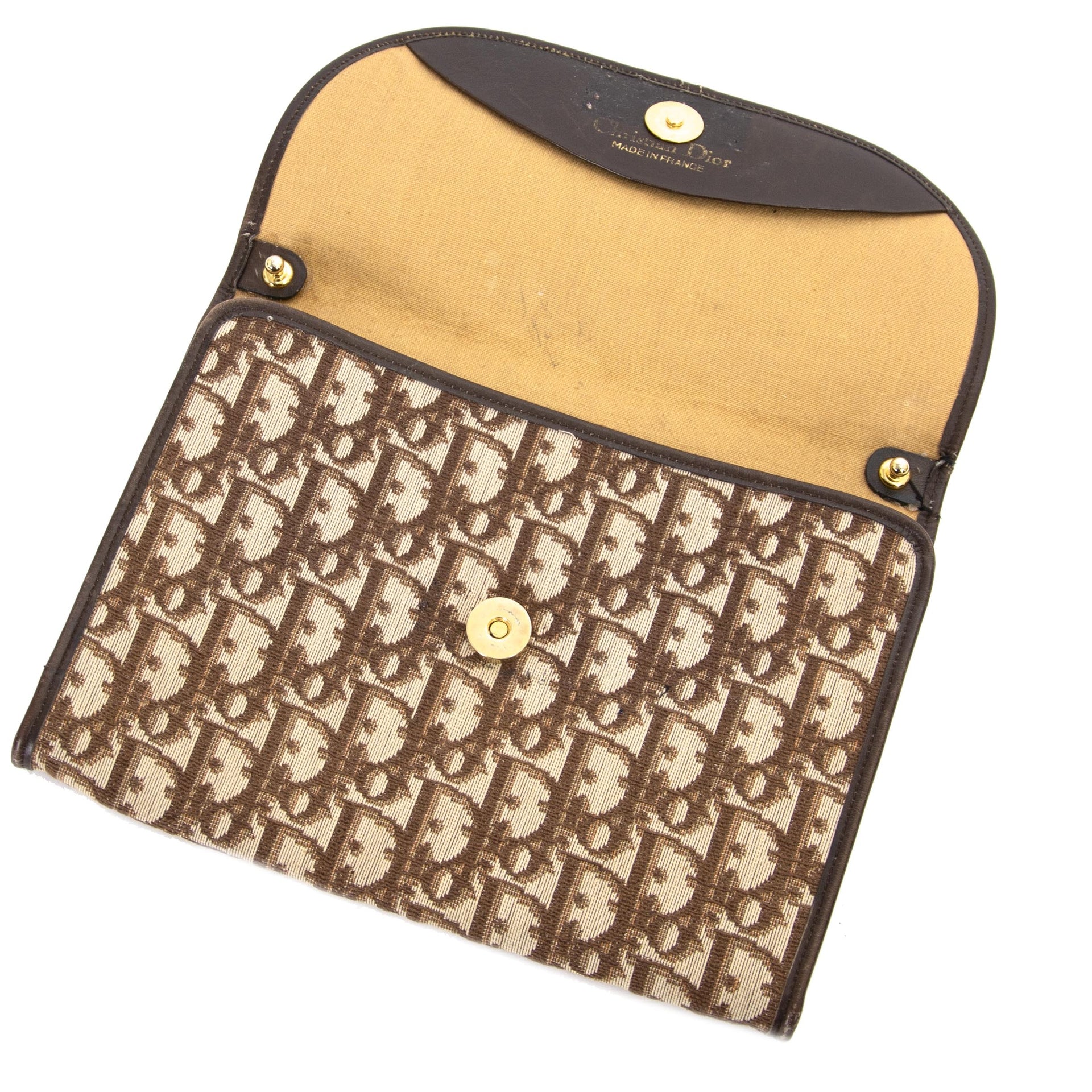 Dior Brown Monogram Pochette now for sale at labellov vintage fashion webshop belgium