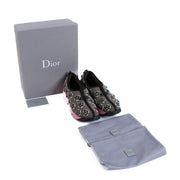 Christian Dior Fushion Khaki Mesh Embroidered Rose Sneakers