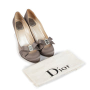Christian Dior 60th Anniversary Grey Satin Bow Heels