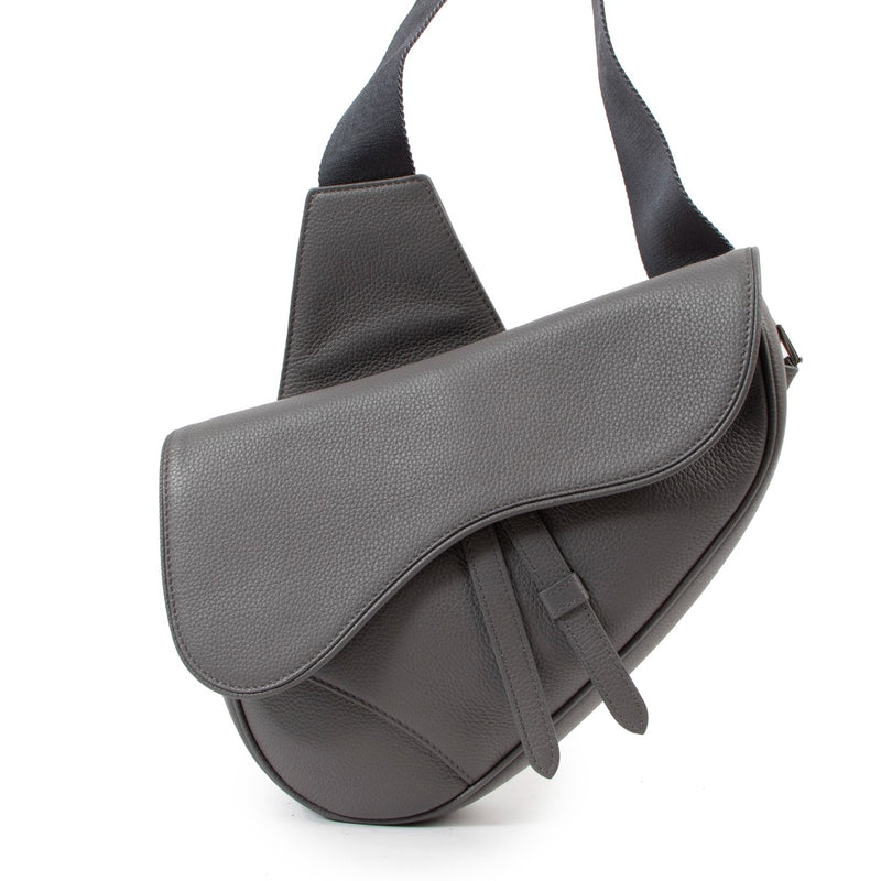 Dior Men Ebony Grained Calfskin Saddle Bag