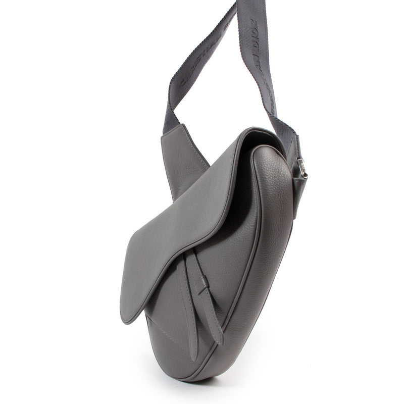 Dior Men Ebony Grained Calfskin Saddle Bag