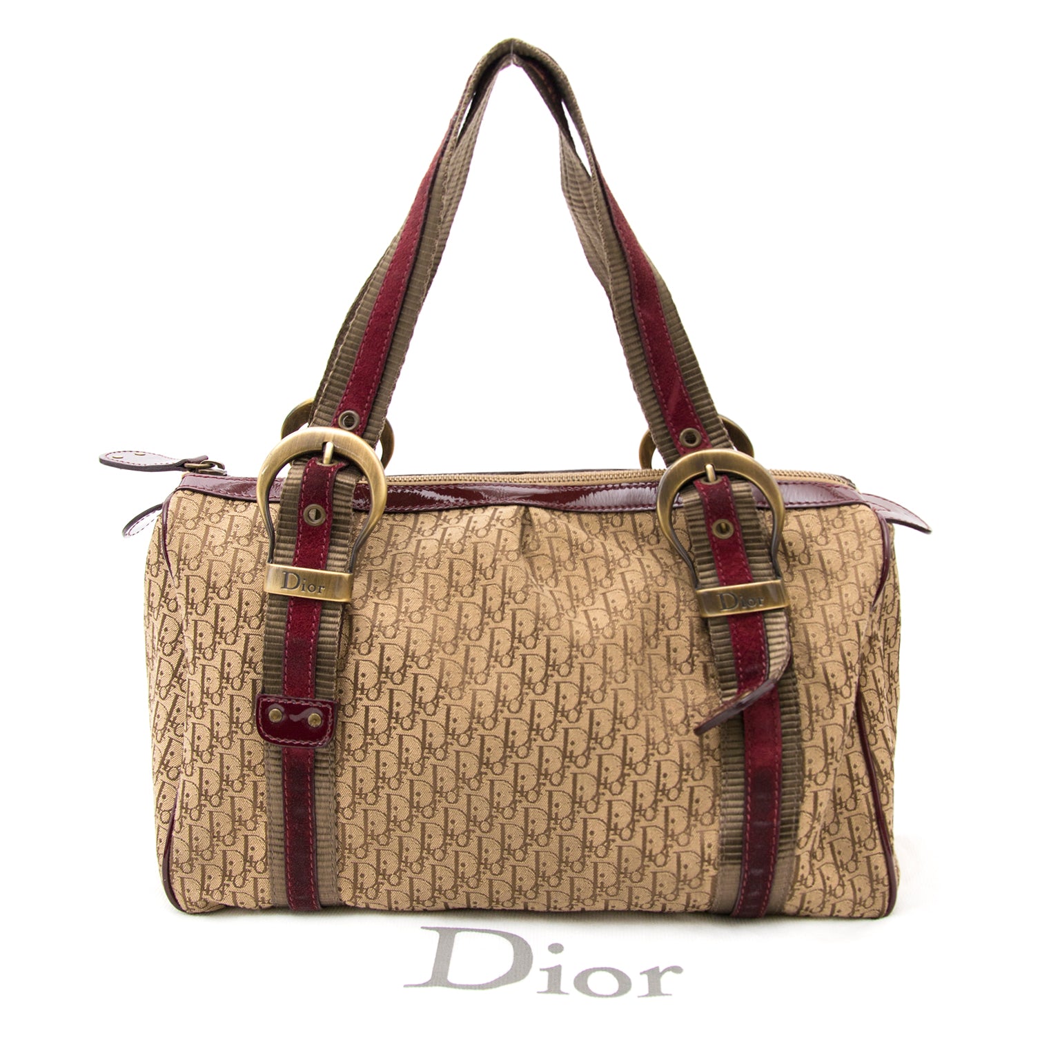 koop veilig online Christian Dior Fabric Monogram Duffel Tote