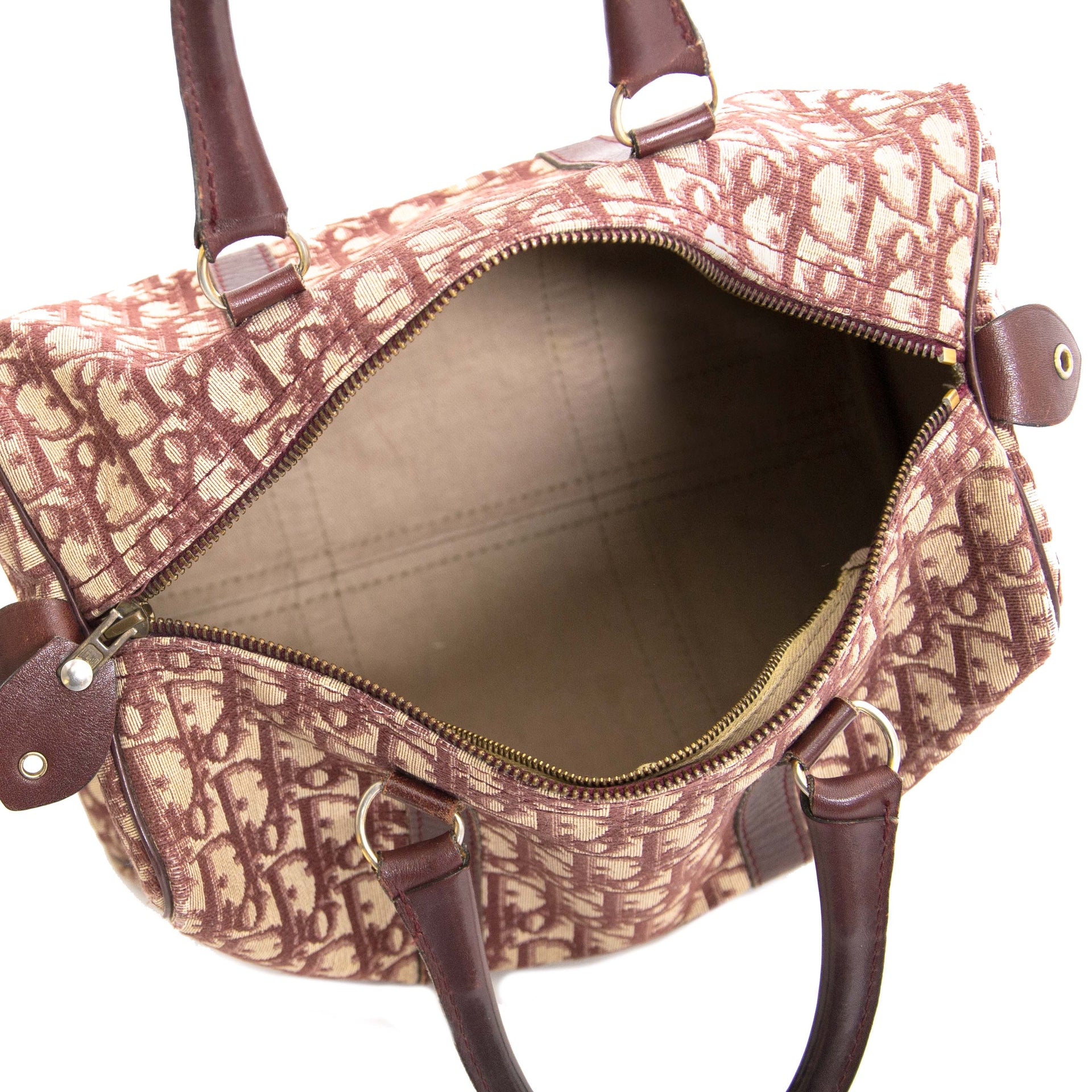 Dior Bordeaux Monogram Boston Bag now for sale at labellov vintage fashion webshop belgium