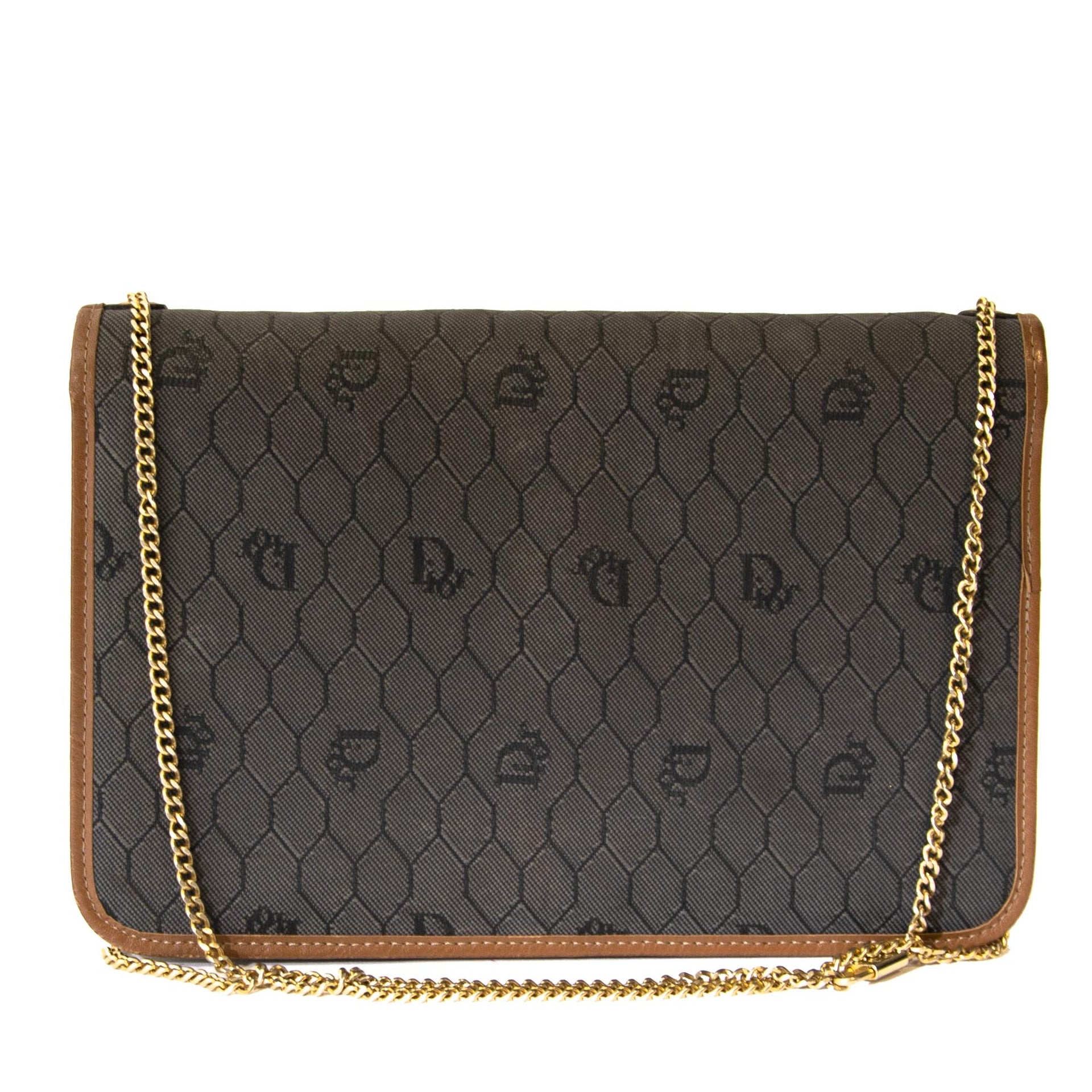 Authentieke tweedehands vintage Dior Monogram Clutch Chain Bag koop online webshop LabelLOV