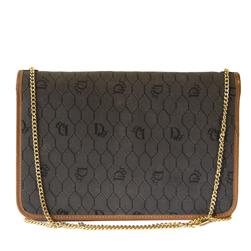 Authentieke tweedehands vintage Dior Monogram Clutch Chain Bag koop online webshop LabelLOV