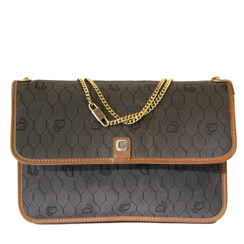 Authentique seconde main vintage Dior Monogram Clutch Chain Bag achète en ligne webshop LabelLOV