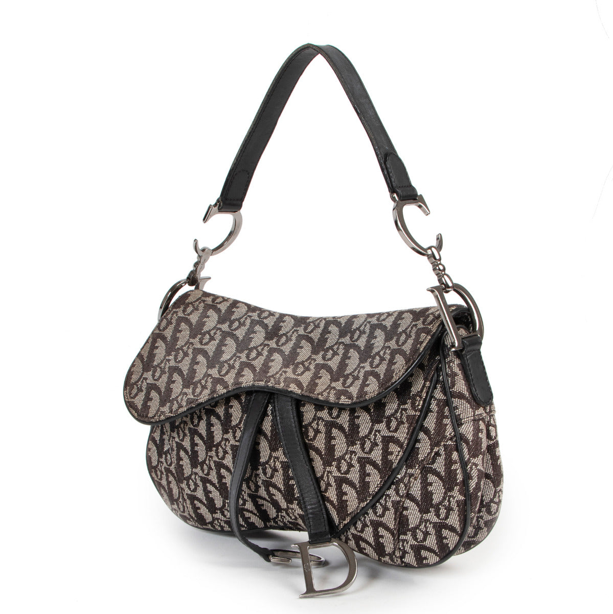 Sac à bandoulière vintage Christian Dior Saddle noir