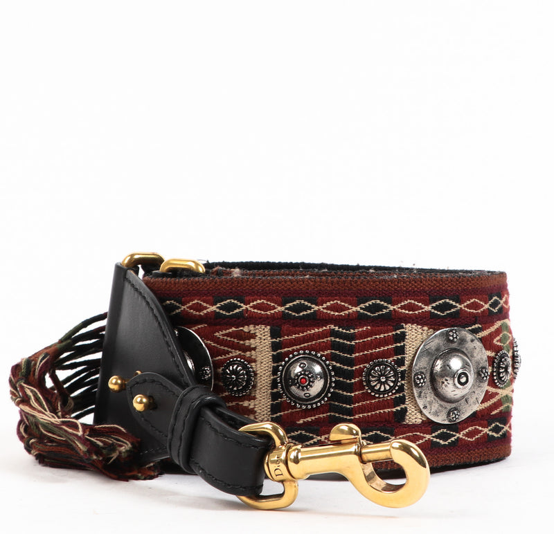 Christian Dior Burgundy Embroidered Shoulder Strap