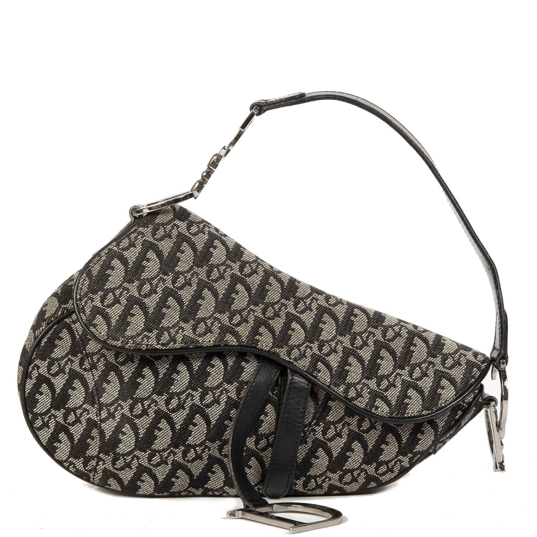 Christian Dior Black Monogram Saddle Bag