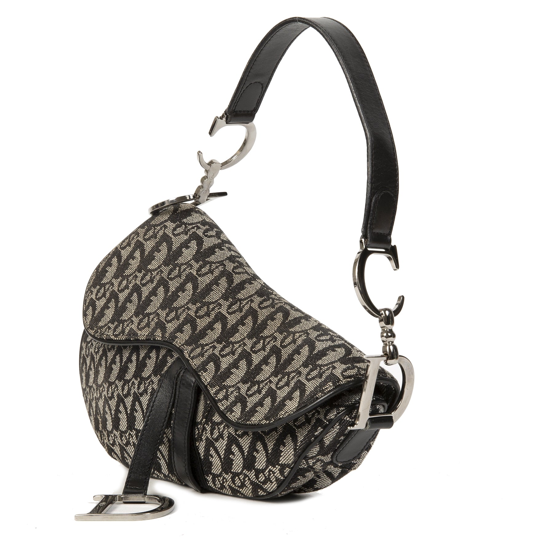 Christian Dior Black Monogram Saddle Bag