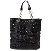 Christian Dior Black Patent Cannage Tote for sale online at Labellov secondhand luxury