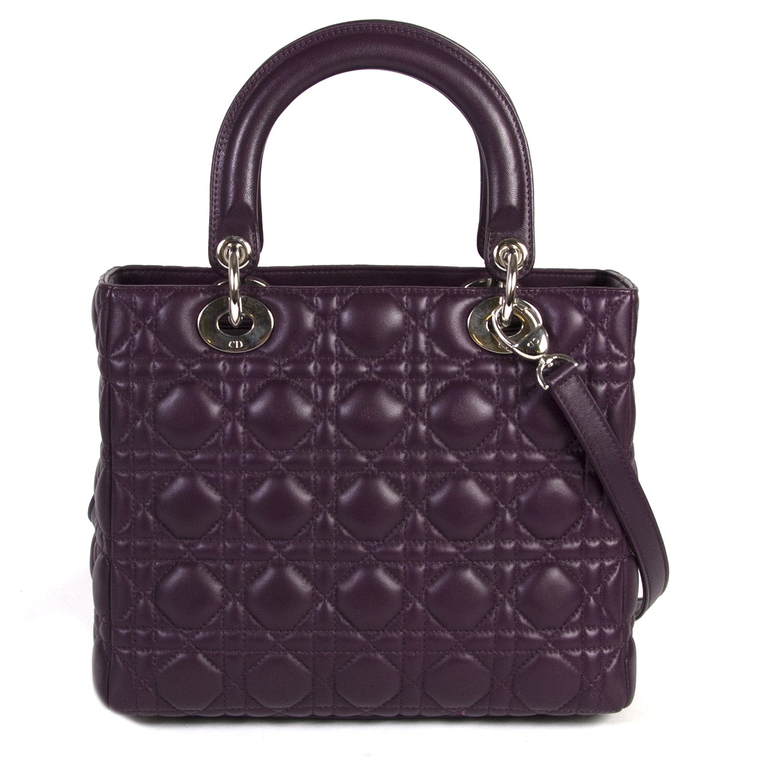 christian dior lady dior purple lambskin sac à vendre à labellov vintage webshop de mode belgique seconde-à-main