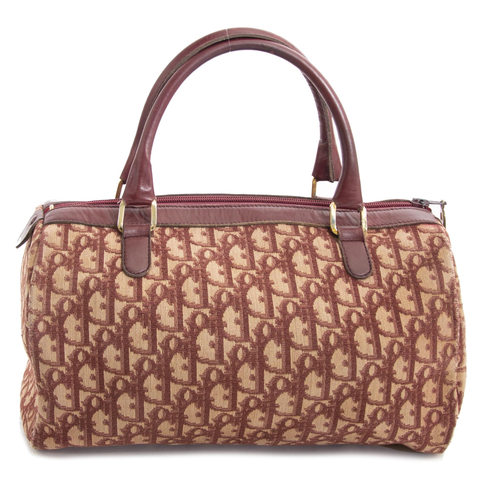 Dior Monogram Bordeaux Boston Bag now for sale at labellov vintage fashion webshop belgium