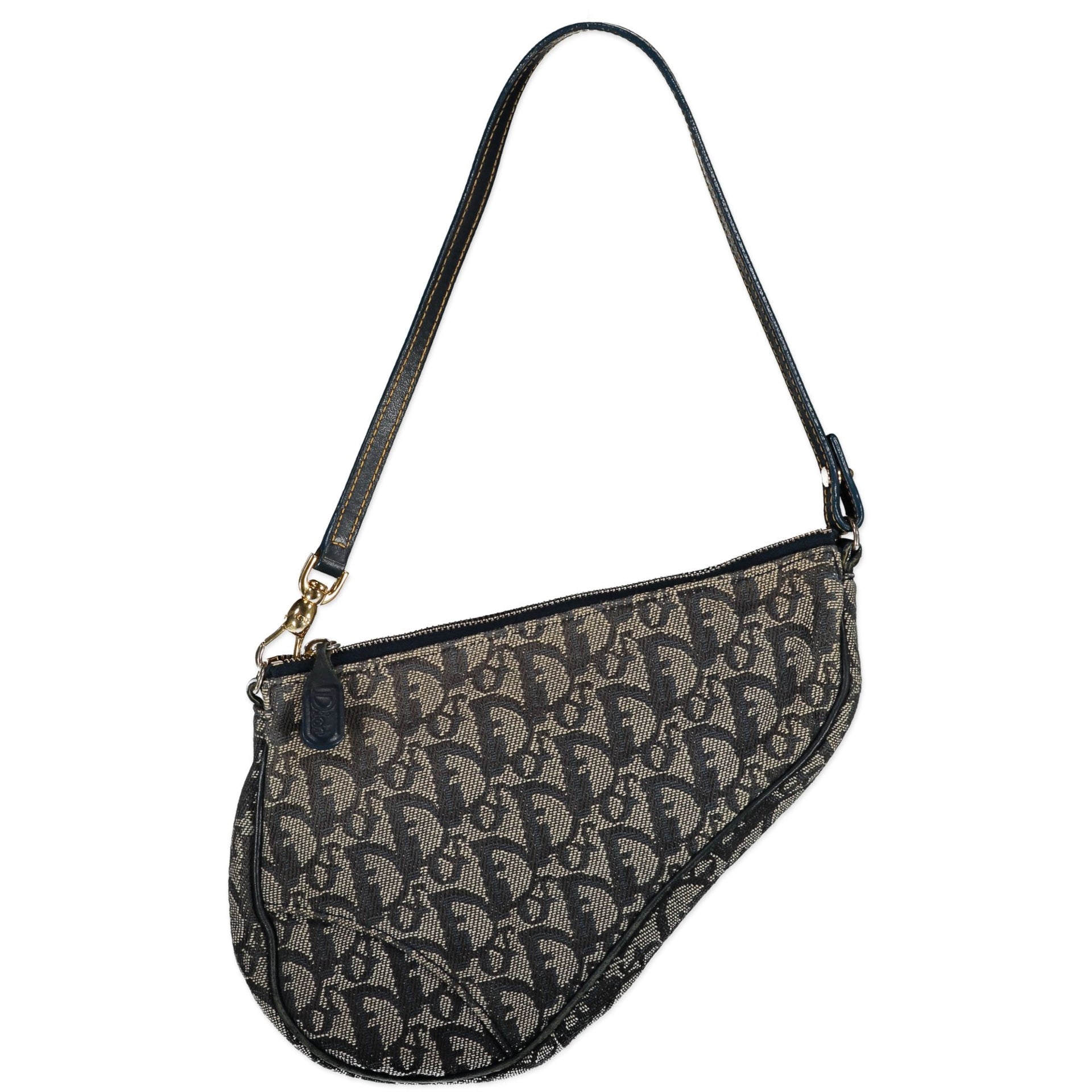 Dior Vintage Blue Monogram Saddle Bag acheter en ligne secnode main