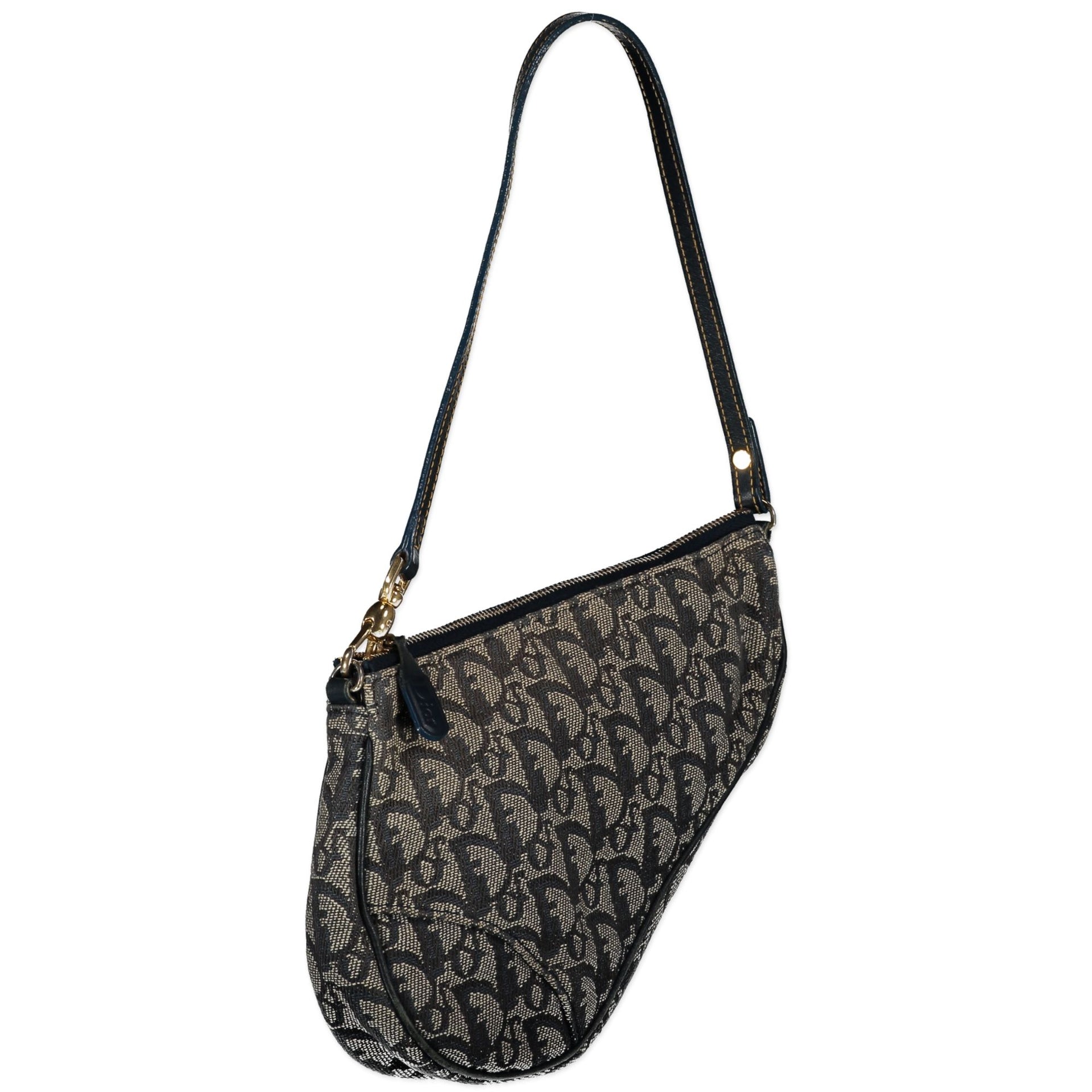 Dior Vintage Blue Monogram Saddle Bag