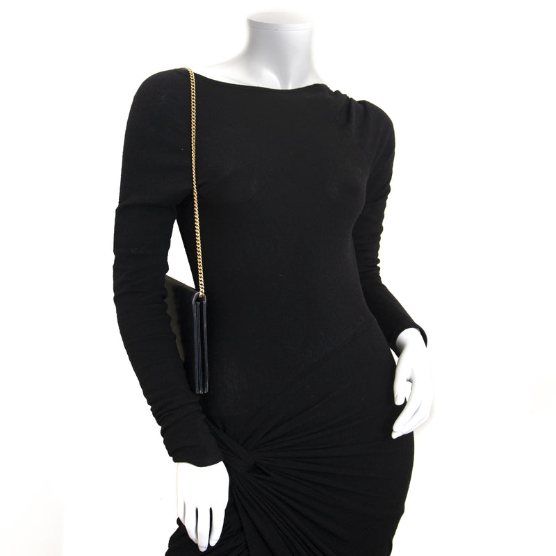 Christian Dior Black Leather Clutch now for sale at labellov vintage fashion webshop belgium