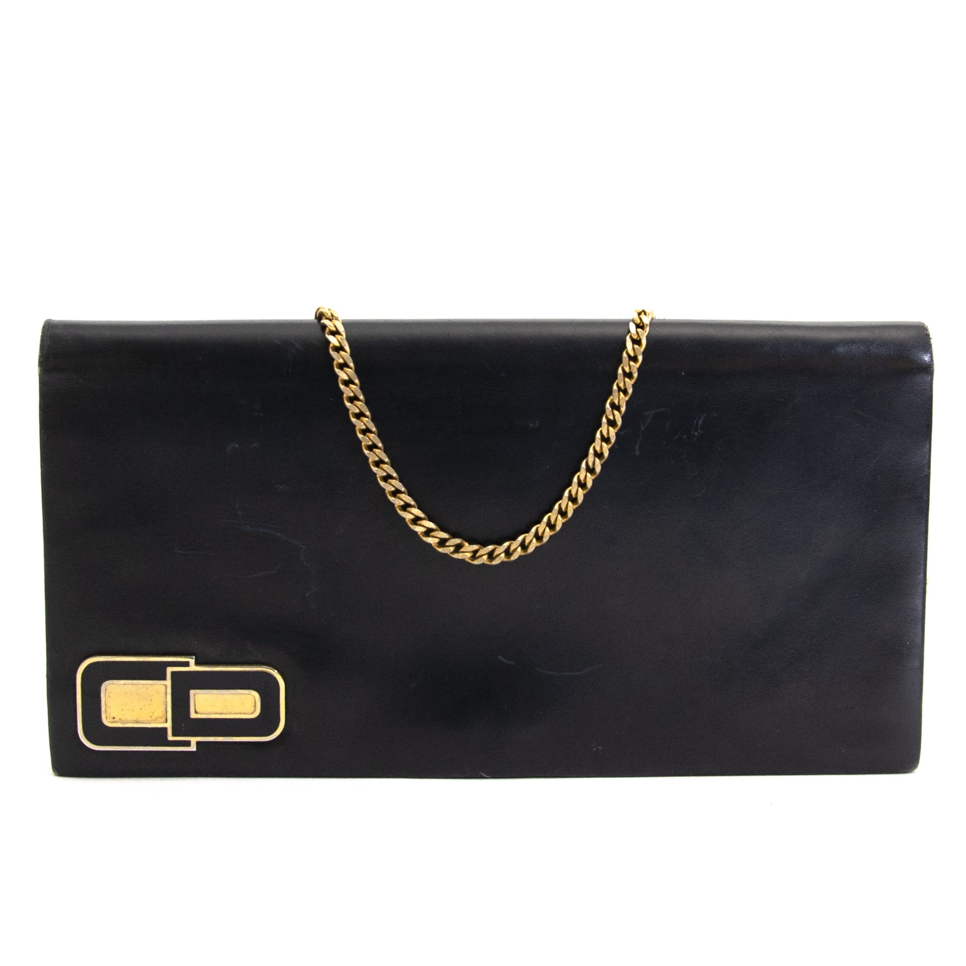 Christian Dior Black Leather Clutch now for sale at labellov vintage fashion webshop belgium