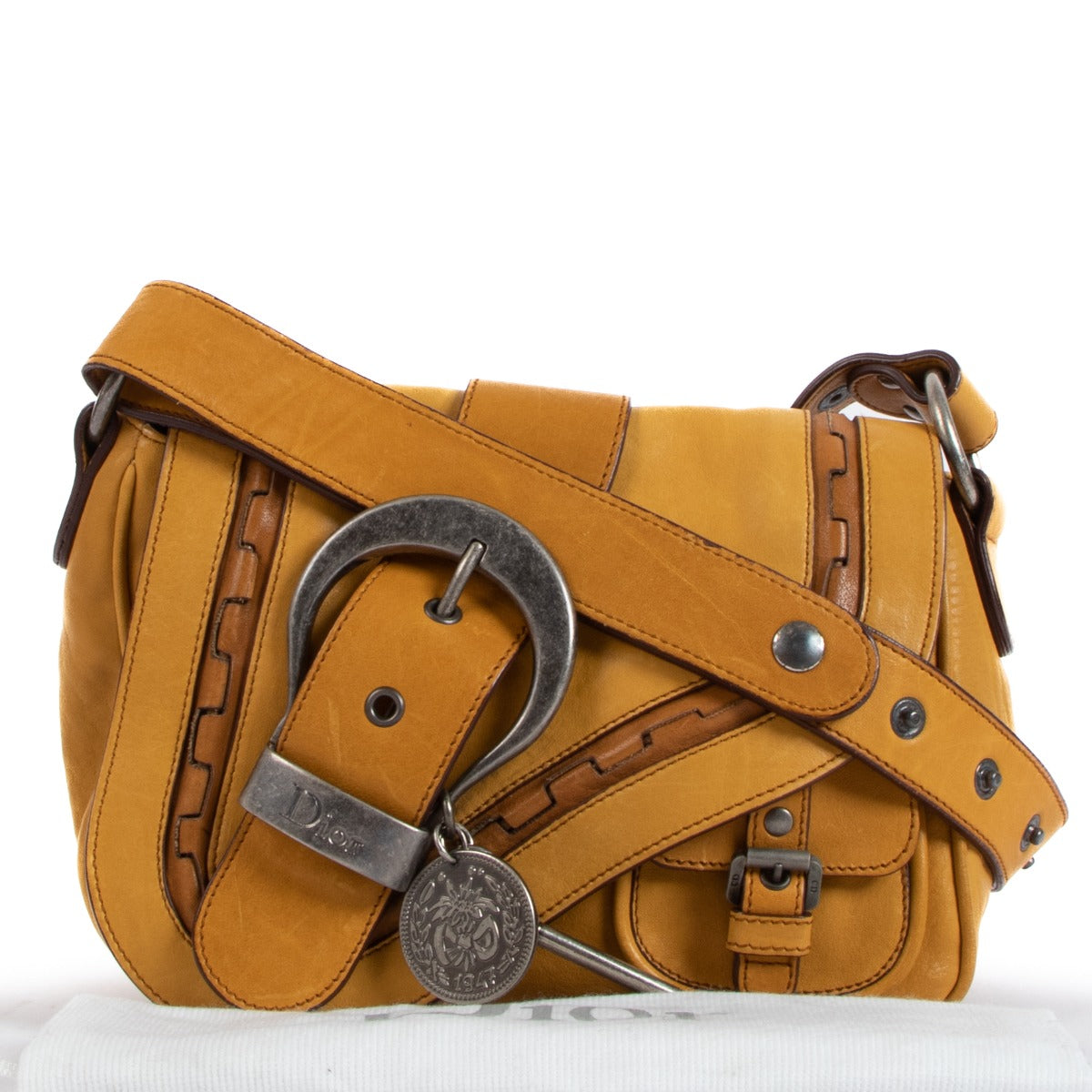 Christian Dior Yellow Mini Gaucho Saddle Bag