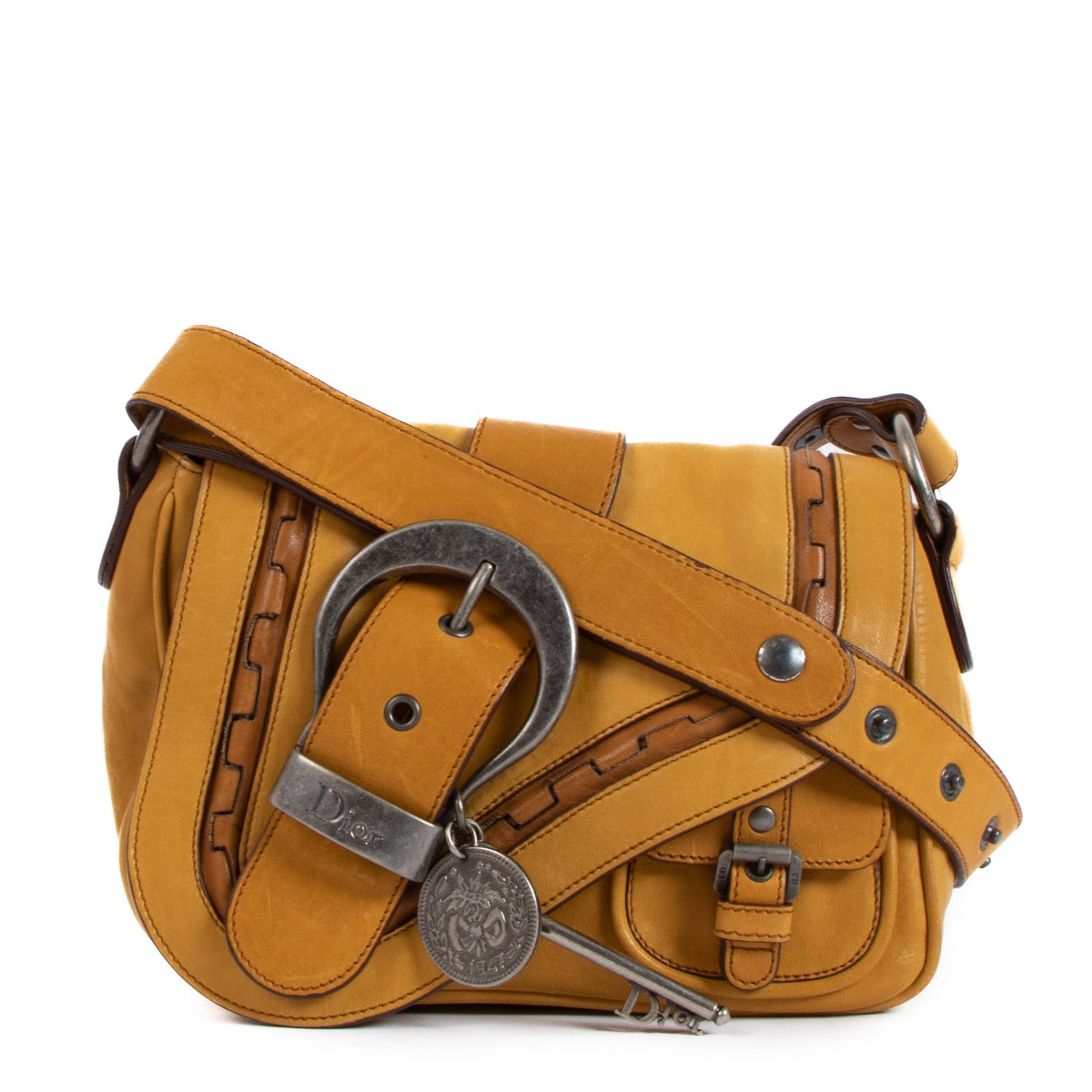 Christian Dior Yellow Mini Gaucho Saddle Bag