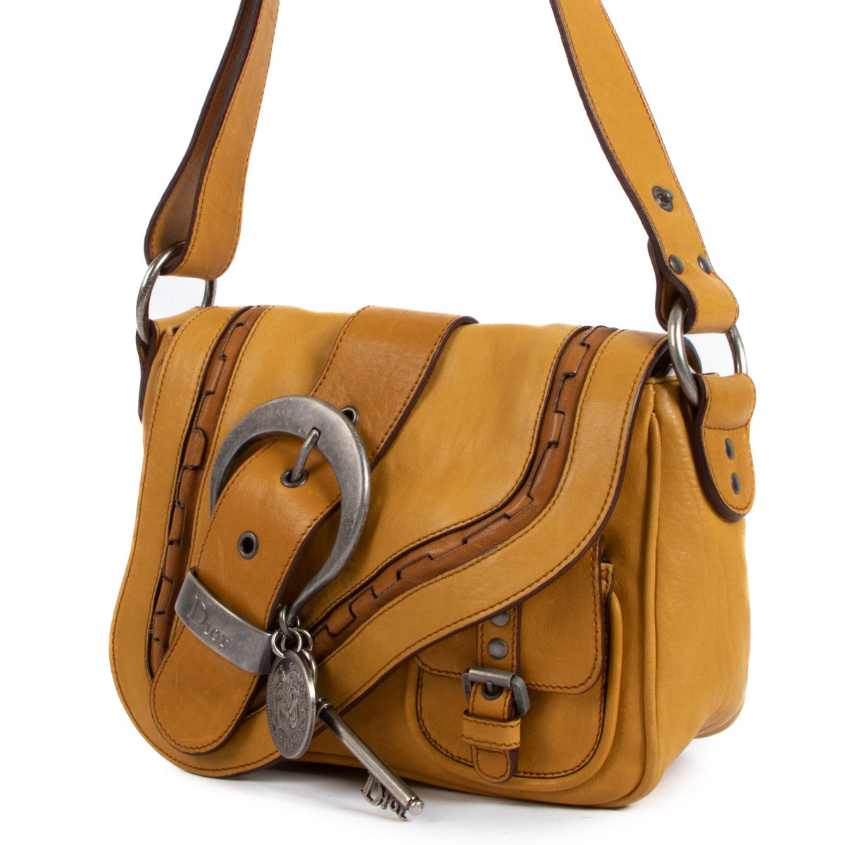 Christian Dior Yellow Mini Gaucho Saddle Bag