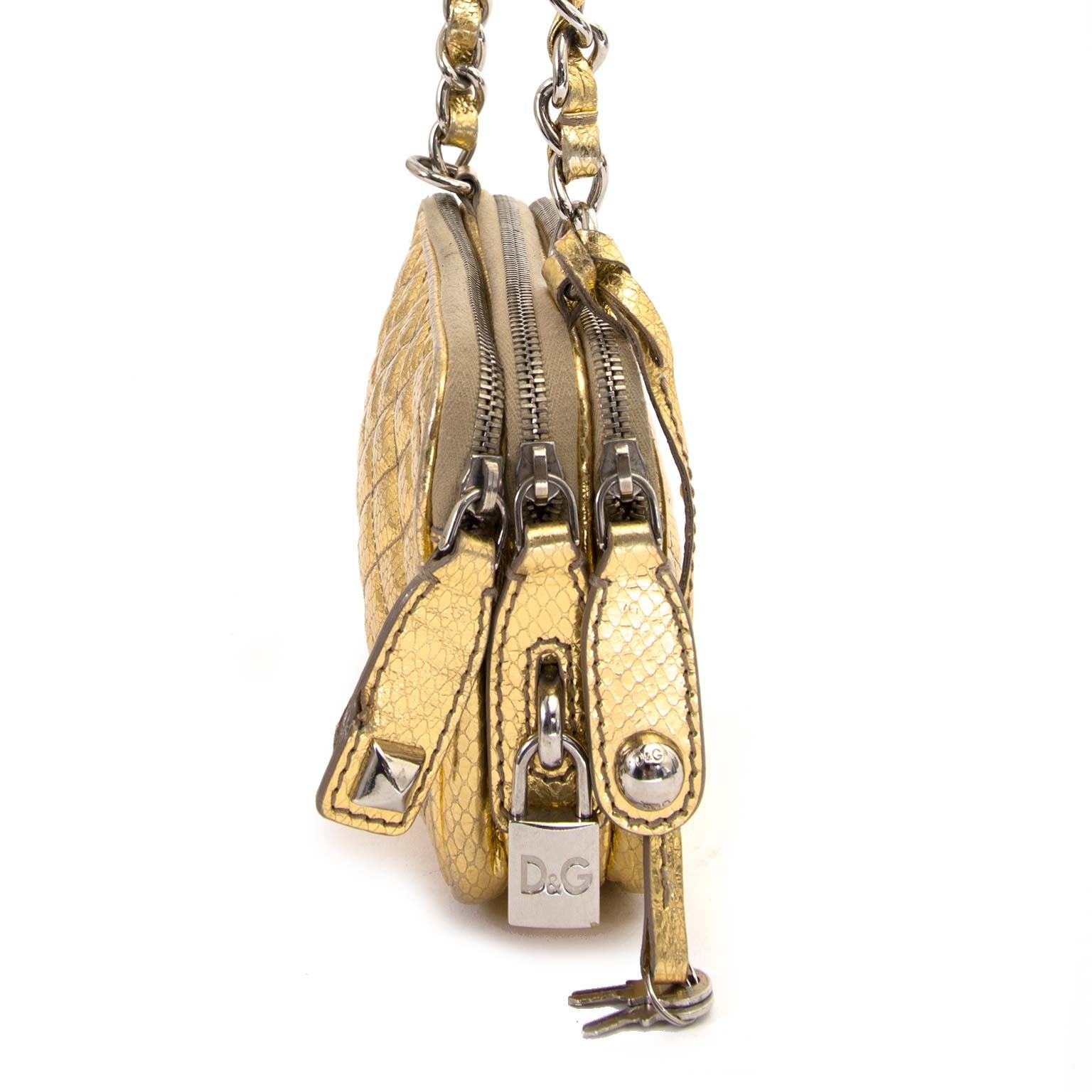 dolce & gabbana gold metallic crossbody bag now for sale at labellov vintage fashion webshop belgium