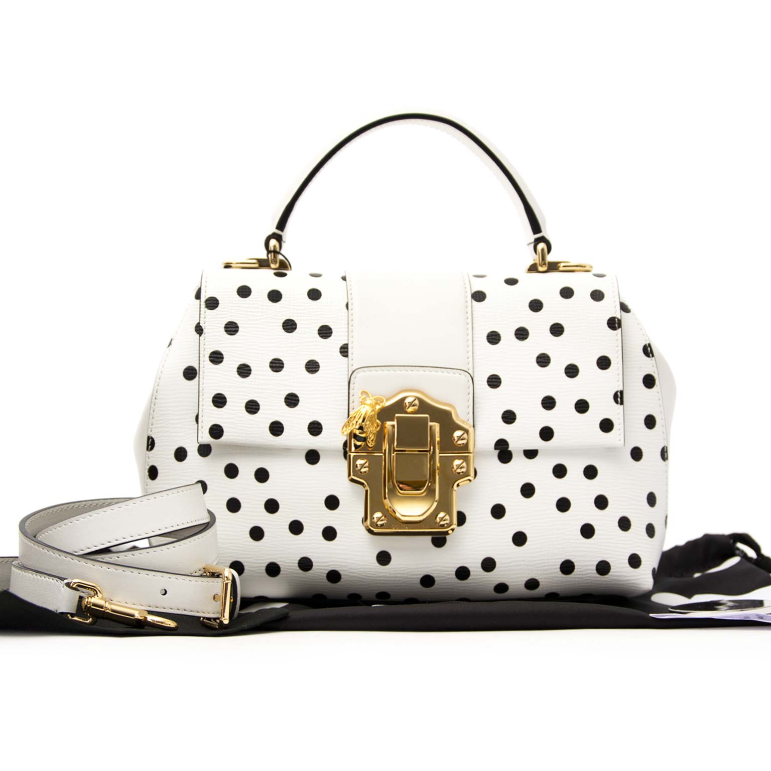 Buy your authentic Dolce & Gabbana Small Lucia Polka Dot Bag