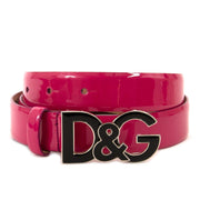 dolce & gabbana pink patent logo belt now for sale at labellov vintage fashion webshop belgium