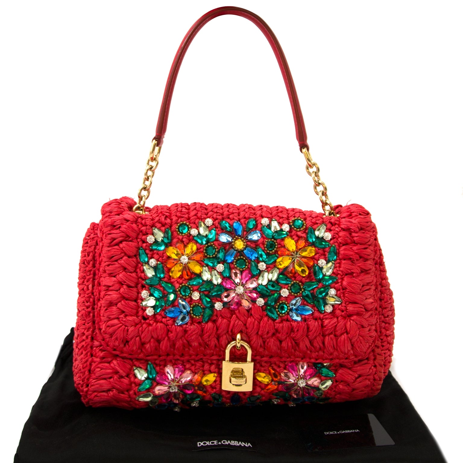 buy red woven miss sicily dolce & gabbana bag at labellov vintage fashion webshop belgium