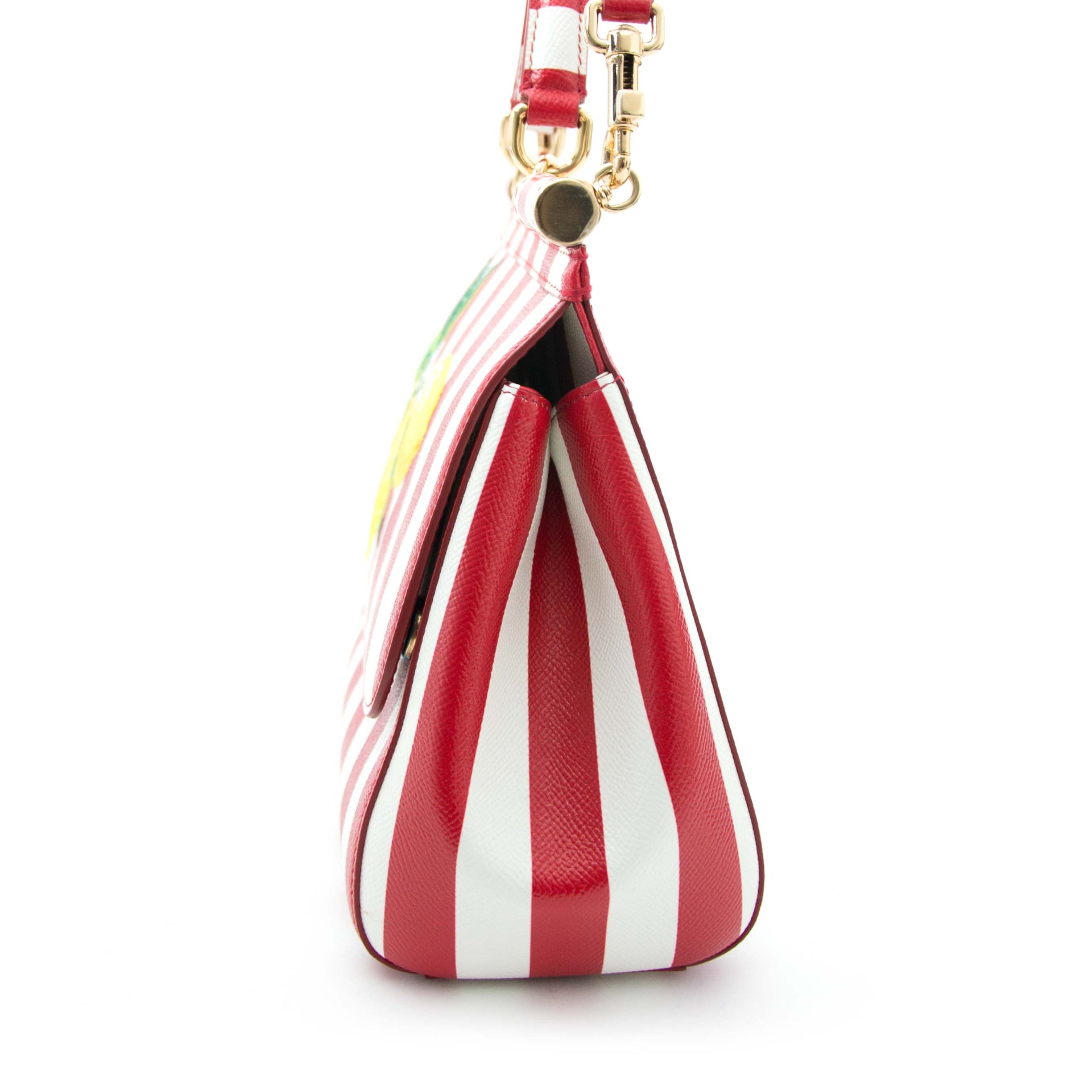 shop onlien aan de beste prijs Dolce & Gabbana Red and White Striped Lemons Miss Sicily Bag
