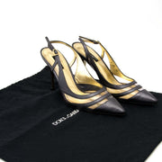 Shop safe online at Labellov in Antwerp this 100% authentic second hand Dolce & Gabbana Grey Leather Slingback Heels - Size 38