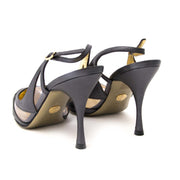 Shop safe online at Labellov in Antwerp this 100% authentic second hand Dolce & Gabbana Grey Leather Slingback Heels - Size 38