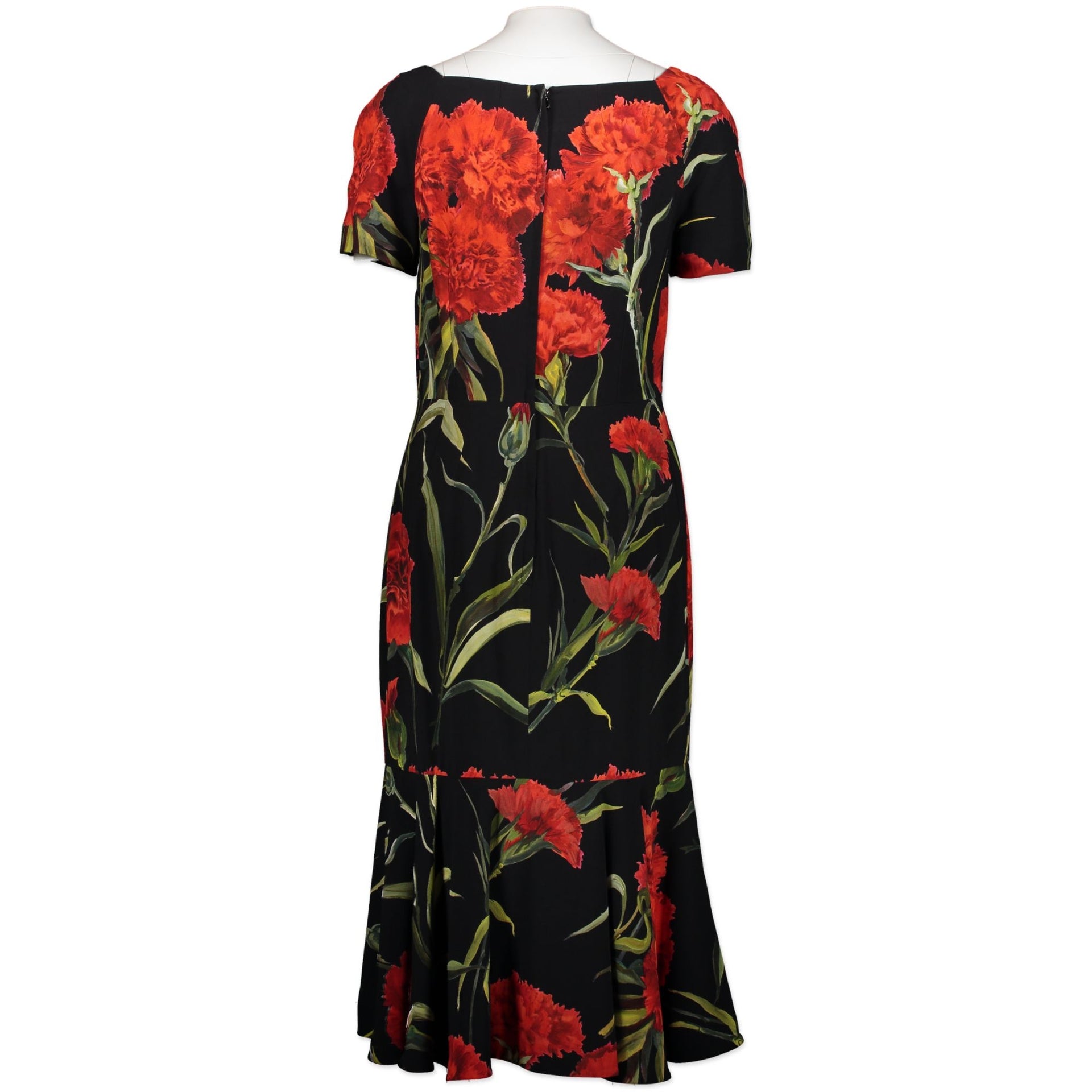 Dolce & Gabbana Flower Print Black Dress - Size 46