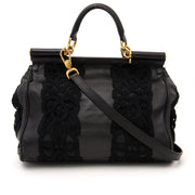designer luxury second hand brand Dolce & Gabbana Black Sicily Lace Bag