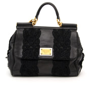 buy safe online second hand designer Dolce & Gabbana Black Sicily Lace Bag best price
