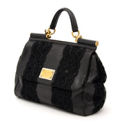 acheter en ligne pour le meilleur prix sac a epaule Dolce & Gabbana Black Sicily Lace Bag comme neuf