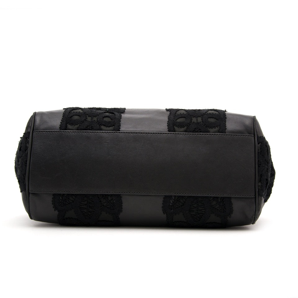 designer luxury second hand brand Dolce & Gabbana Black Sicily Lace Bag