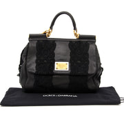 koop online aan de beste prijs Dolce & Gabbana Black Sicily Lace Bag net als nieuw webshop LabelLov, antwerpen
