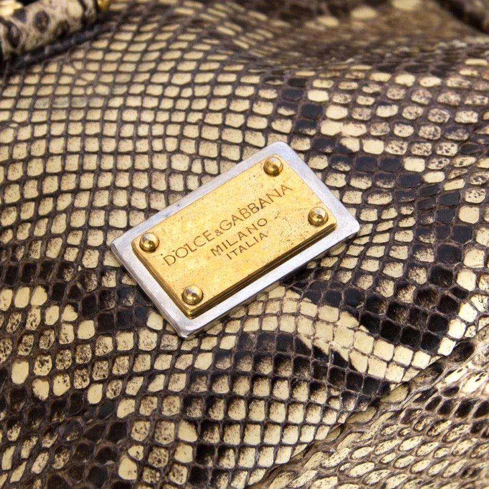 shop safe online at the best price 100% authentic vintage luxury Dolce And Gabbana Python Miss Sicily Bowling Bag