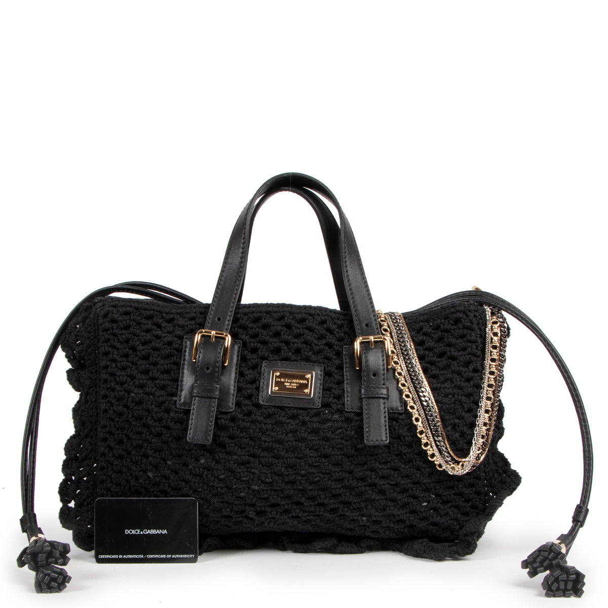 Dolce & Gabbana Zwarte Miss Helen Katoenen Gehaakte Shopper