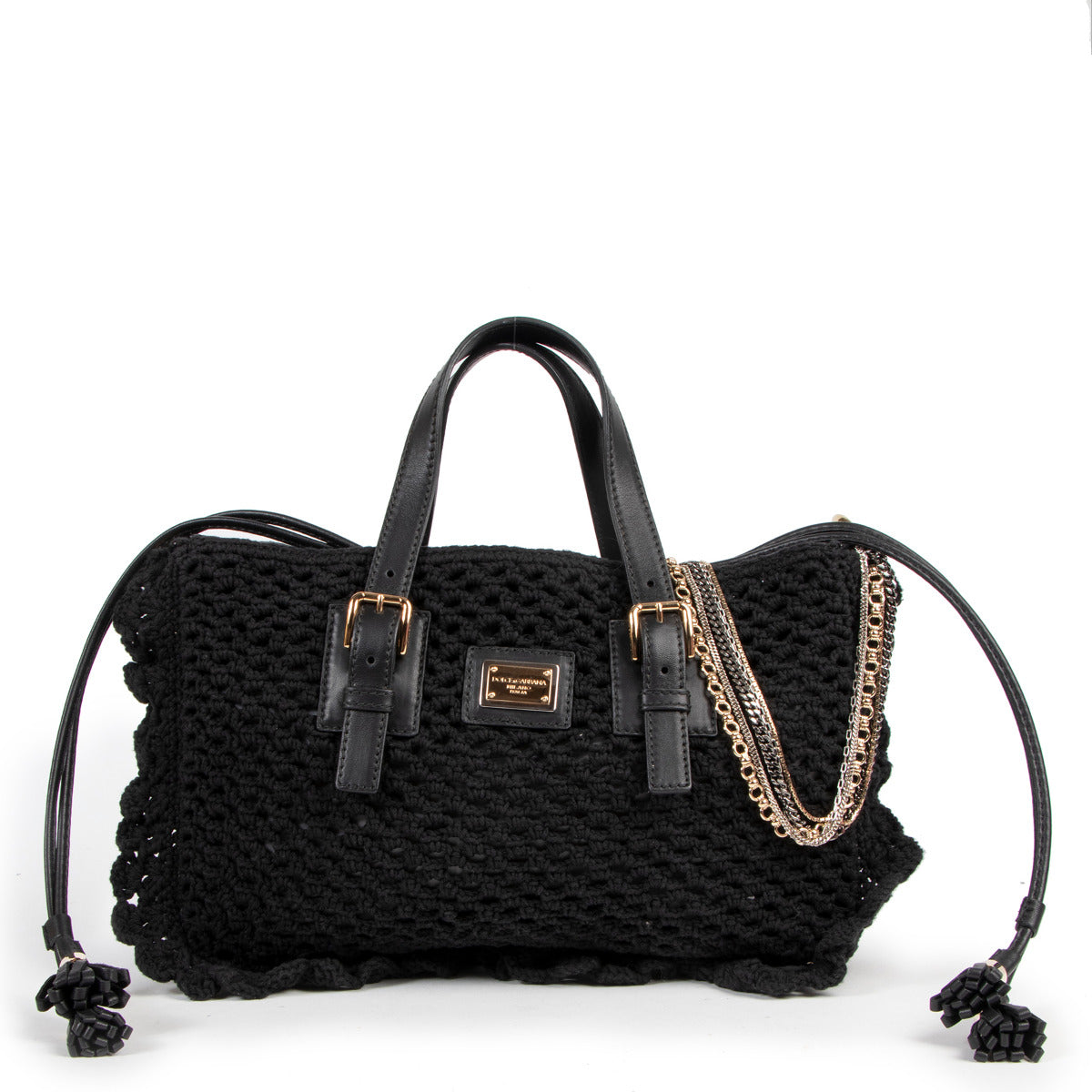 Dolce & Gabbana Zwarte Miss Helen Katoenen Gehaakte Shopper