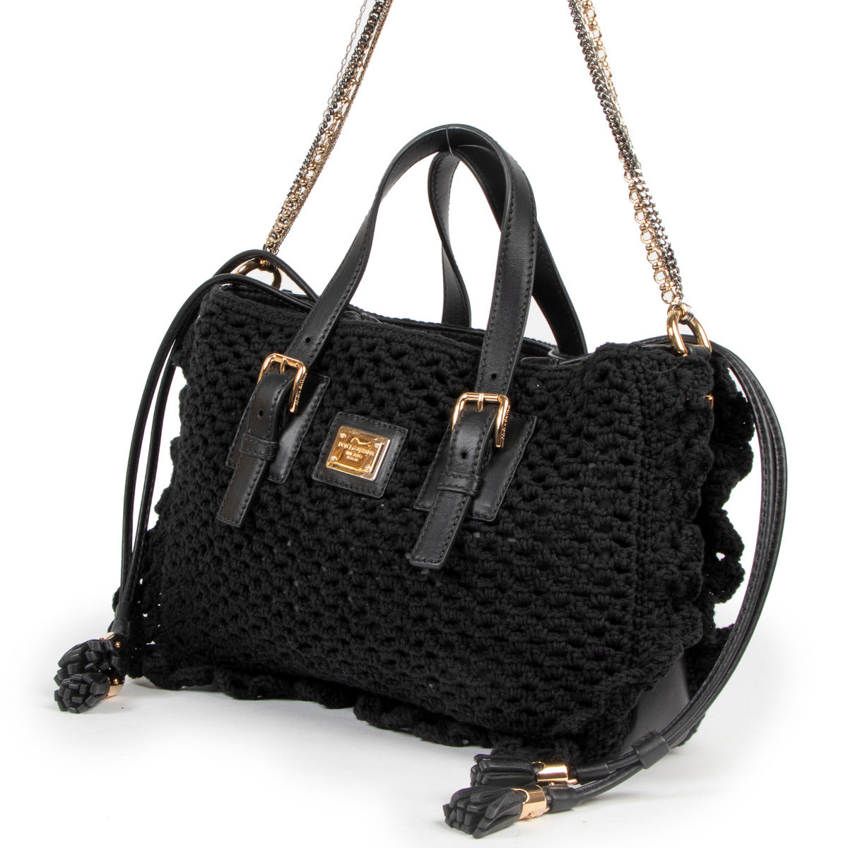 Dolce & Gabbana Zwarte Miss Helen Katoenen Gehaakte Shopper