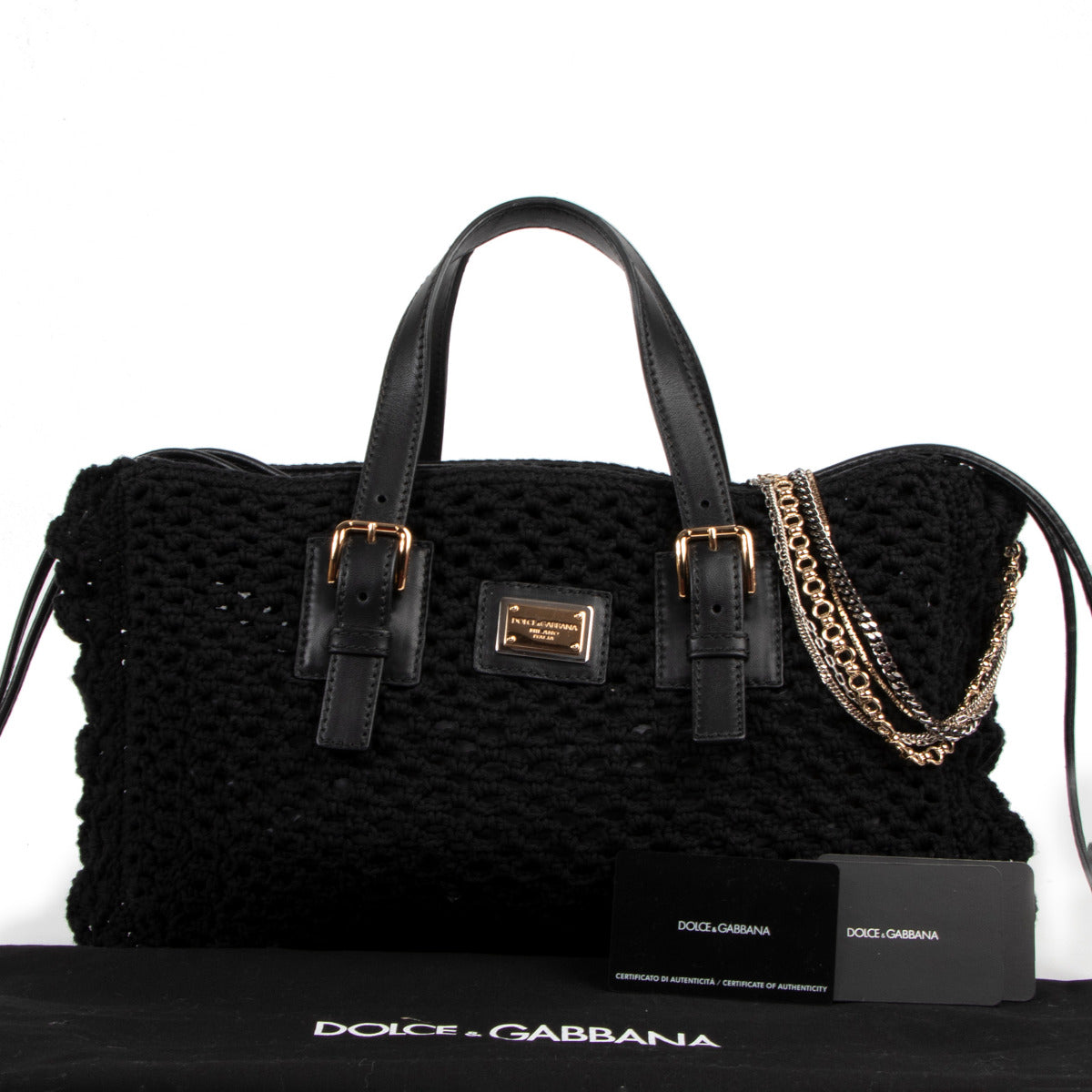 Dolce & Gabbana Zwarte Miss Helen Katoenen Gehaakte Shopper