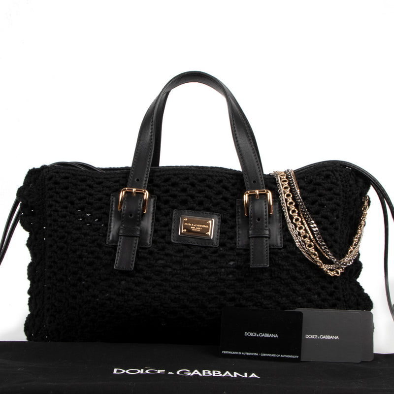 Dolce & Gabbana Zwarte Miss Helen Katoenen Gehaakte Shopper