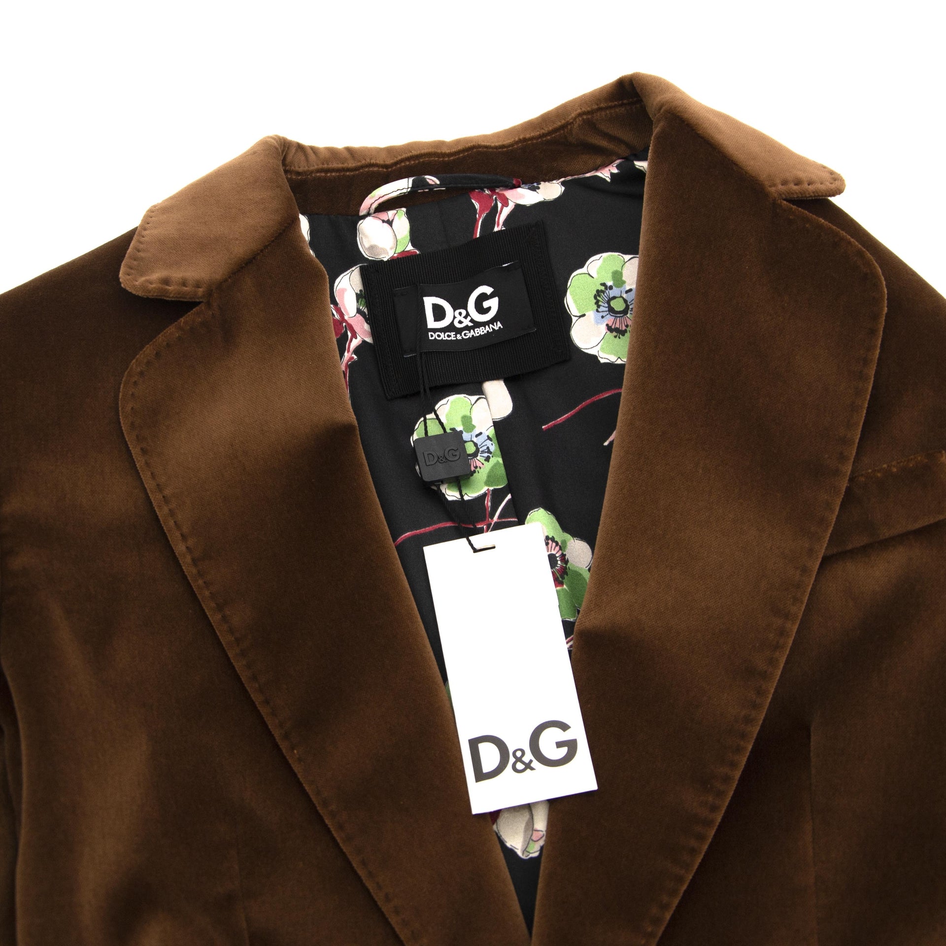 Authentieke tweedehands vintage Dolce & Gabbana Brown Velvet Blazer koop online webshop LabelLOV