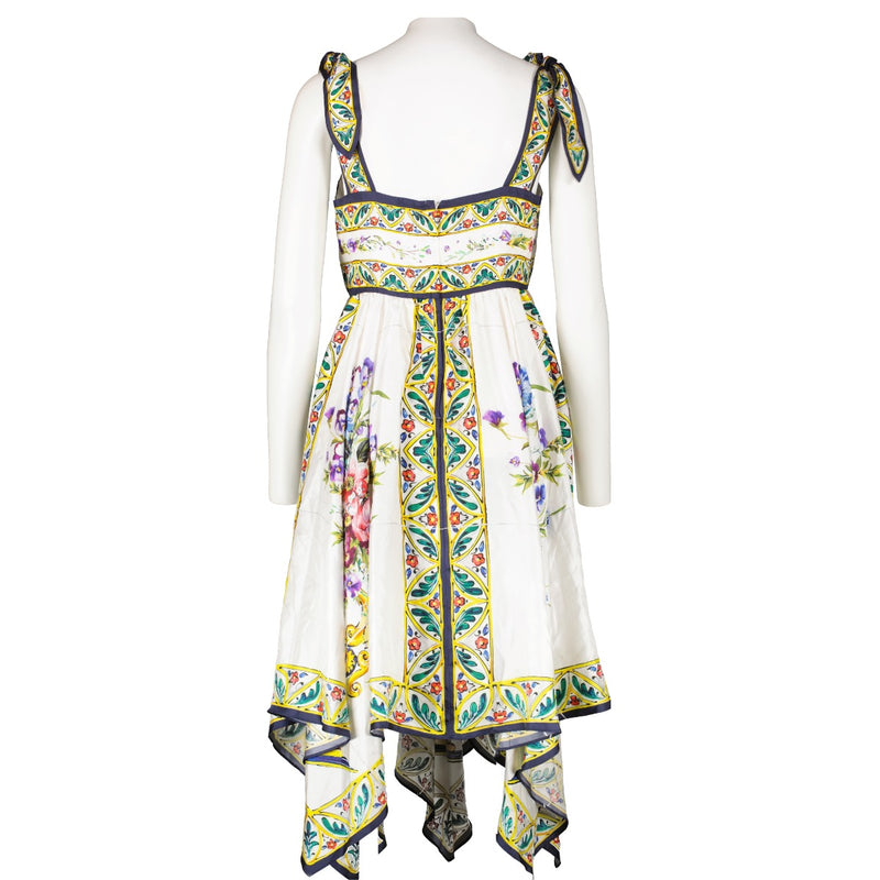 Dolce & Gabbana Floral-Print Silk Handkerchief Dress